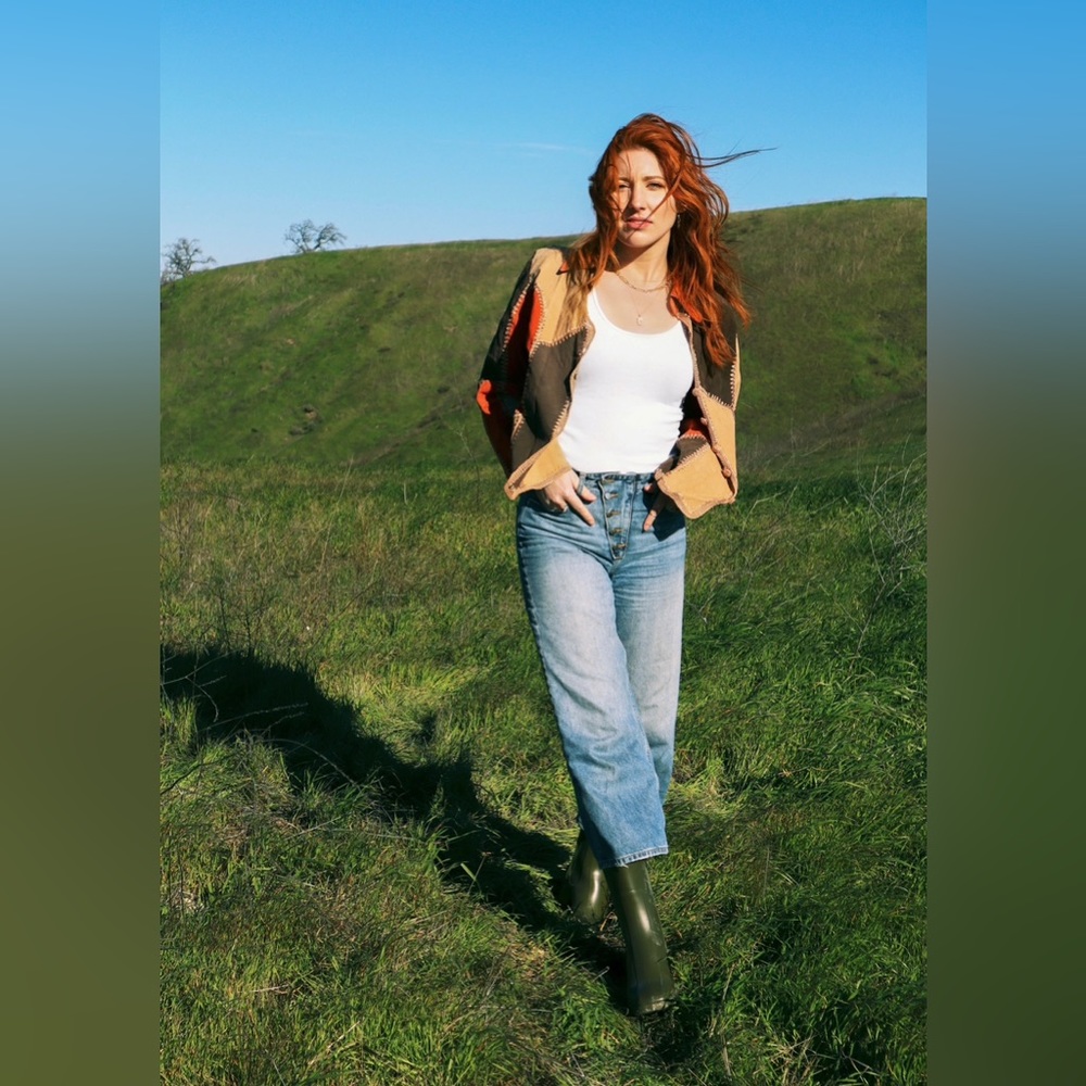 Vintage Style Mid Waist Wide Leg Jeans